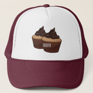 Cupcake cartoon illustration trucker hat