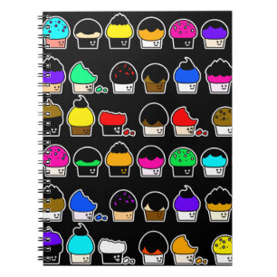 Cupcake Cavalcade – Colourful Repeating Pattern Spiral Notebook