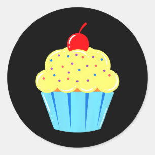 Cupcake Cherry Icing On Top Bun Fairy Cake Pastry Classic Round Sticker