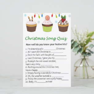 Cupcake christmas song quiz game