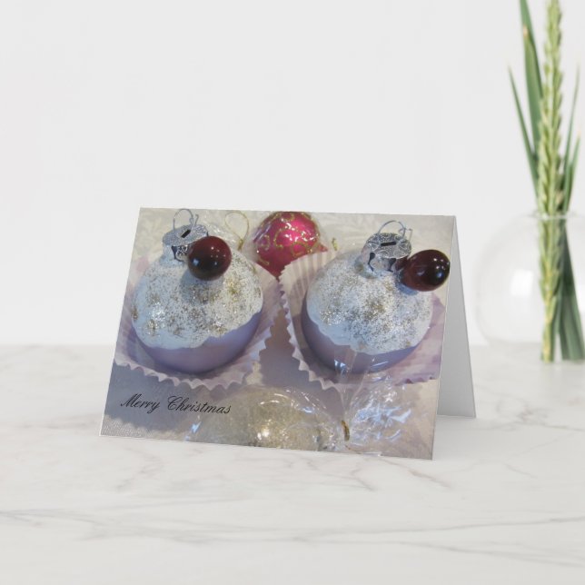 Cupcake Christmas Tree Decorations Holiday Card (Front)