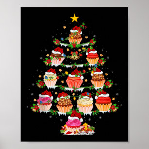 Cupcake Christmas Tree Lights Funny Fast Food Cupc Poster
