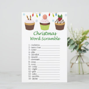 Cupcake christmas word scramble game