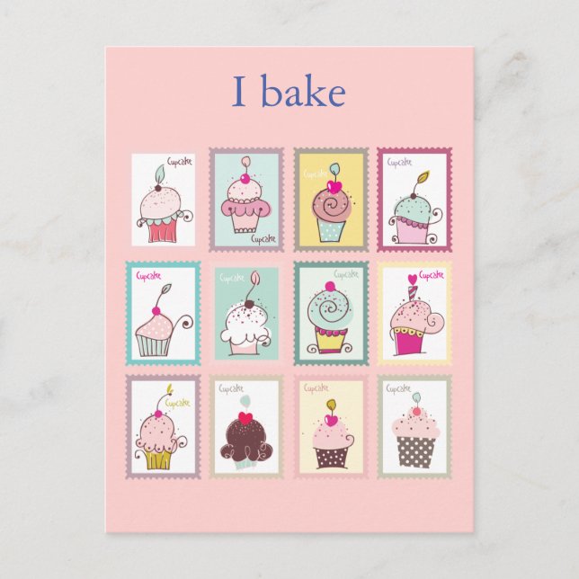 Cupcake Collage Sweet Bake Desserts Custom Postcard (Front)