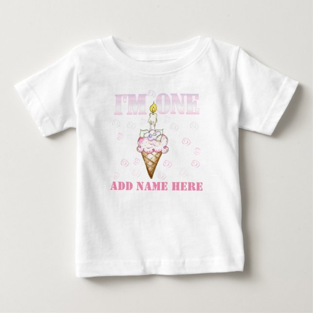 Cupcake Cone I'm One 1st Birthday Tshirt (Front)