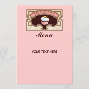 Cupcake Confections Menu Sign Vintage Style