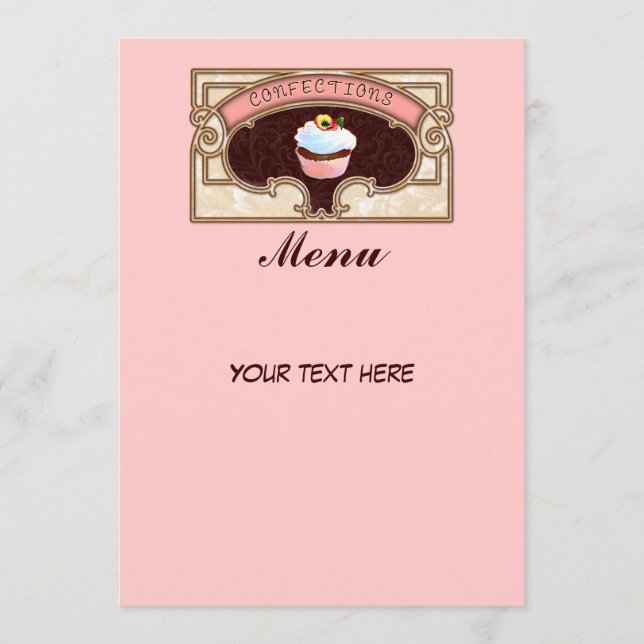 Cupcake Confections Menu Sign Vintage Style (Front)