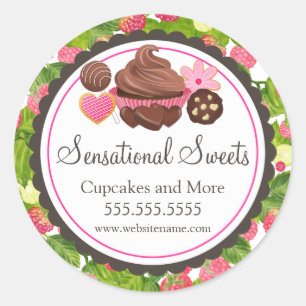 Cupcake Cookie Cake Pop Raspberry Bakery Box Seals