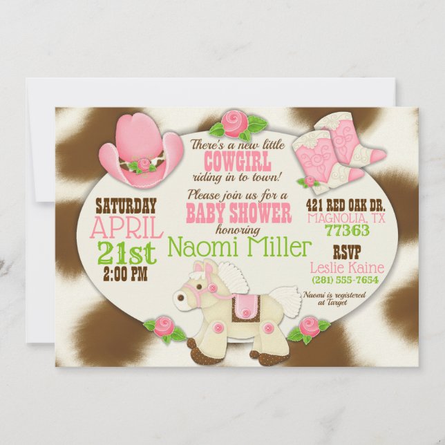 Cupcake Cowgirl Baby Girl Shower Invitation (Front)