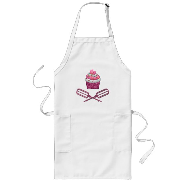 Cupcake & Crossed Beaters In Pink Long Apron (Front)