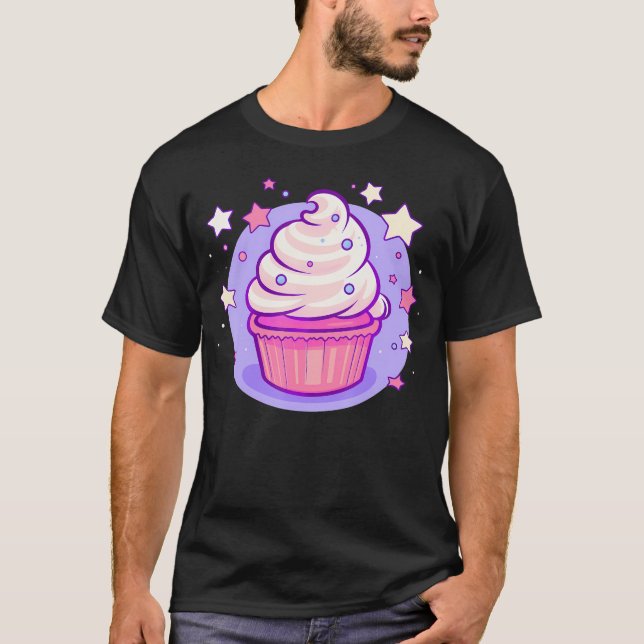 Cupcake Cute Pastel Kawaii Celestial Stars Baking  T-Shirt (Front)
