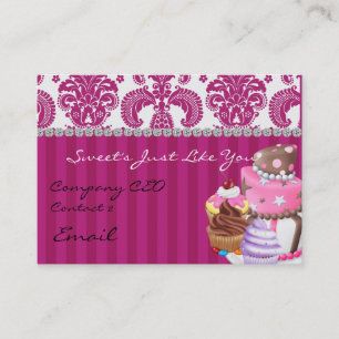 CUPCAKE Damask Design Business Card diamonds