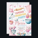 Cupcake Decorating Girl Kids Birthday Invitation<br><div class="desc">Invite your little guests to a sweet celebration with our "Cupcake Decorating Girl Kids Birthday Invitation"! This enchanting invitation is adorned with whimsical watercolor illustrations of cupcakes, sprinkles, and icing tubes, setting the perfect scene for a day filled with creativity, laughter, and delicious treats. Designed with a playful and inviting...</div>