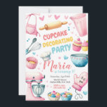 Cupcake Decorating Girl Kids Birthday Invitation<br><div class="desc">Invite your little guests to a sweet celebration with our "Cupcake Decorating Girl Kids Birthday Invitation"! This enchanting invitation is adorned with whimsical watercolor illustrations of cupcakes, sprinkles, and icing tubes, setting the perfect scene for a day filled with creativity, laughter, and delicious treats. Designed with a playful and inviting...</div>
