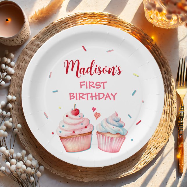 Cupcake Decorating Party Cute Baking Girl Birthday Paper Plate (Creator Uploaded)