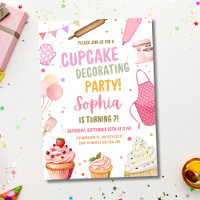 Cupcake Decorating Party Invite, Cooking Birthday