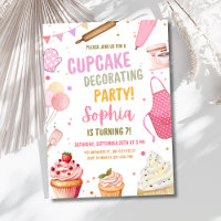 Cupcake Decorating Party Invite, Cooking Birthday