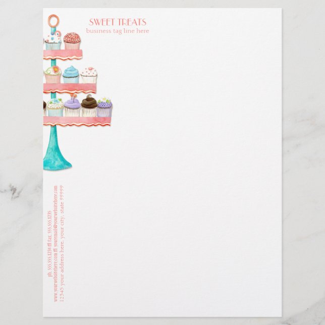 Cupcake Dessert Baking Bakery Business Package Customised Letterhead (Front)