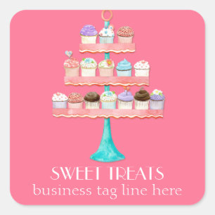 Cupcake Dessert Baking Bakery Business Package Square Sticker