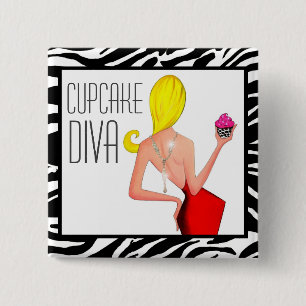 "Cupcake DIVA" 15 Cm Square Badge