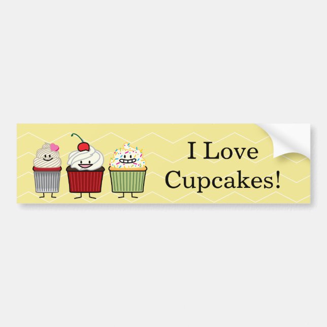 Cupcake family frosting sprinkles cherry cakes hea bumper sticker (Front)