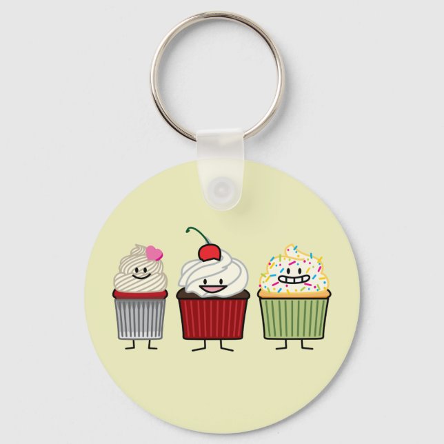 Cupcake family frosting sprinkles cherry cakes hea key ring (Front)