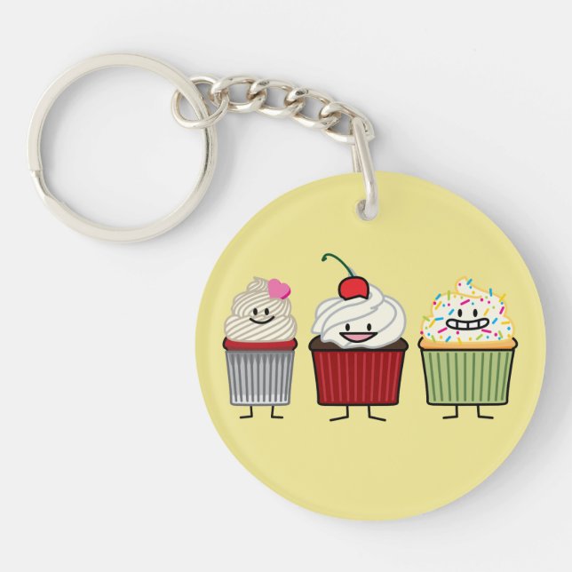 Cupcake family frosting sprinkles cherry cakes hea key ring (Front)
