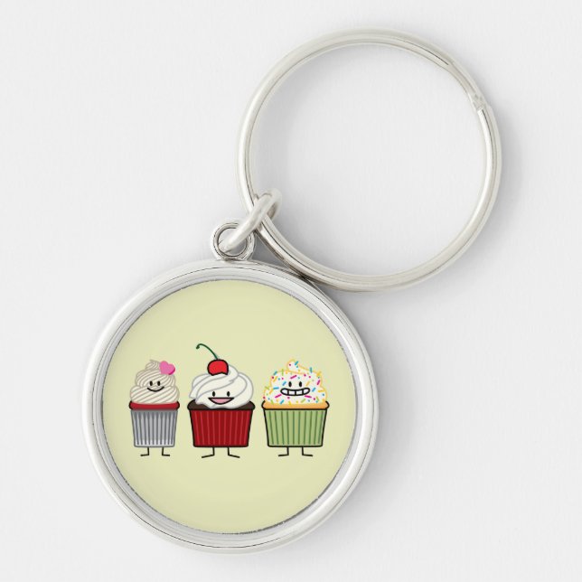 Cupcake family frosting sprinkles cherry cakes hea key ring (Front)
