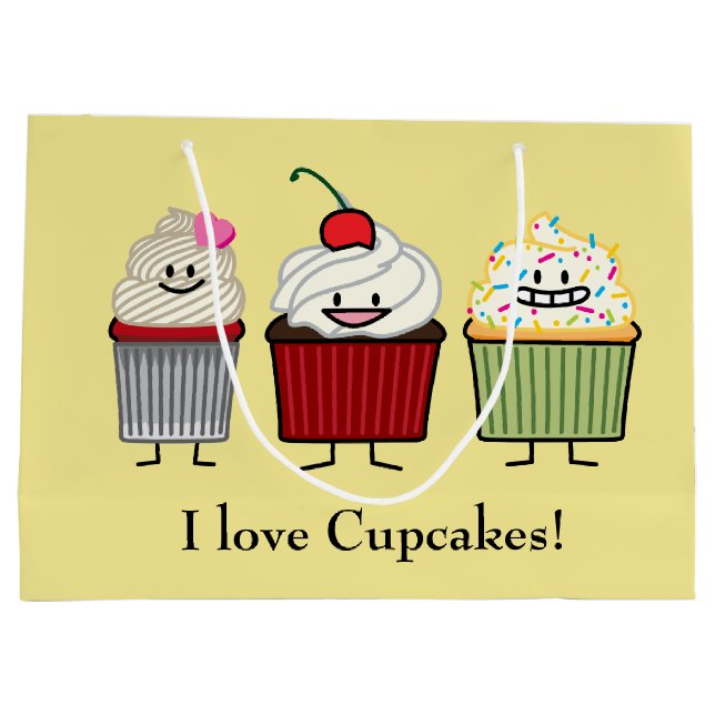 Cupcake family frosting sprinkles cherry cakes large gift bag (Back)