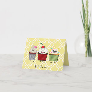 Cupcake family frosting sprinkles cherry cakes thank you card