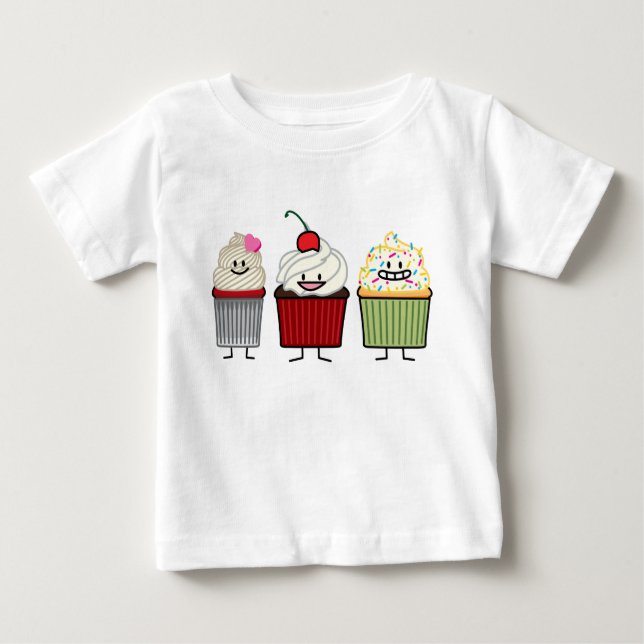 Cupcake family icing sprinkles cherry cakes heart baby T-Shirt (Front)