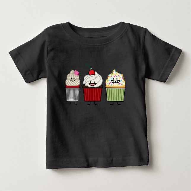 Cupcake family icing sprinkles cherry cakes heart baby T-Shirt (Front)