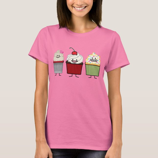 Cupcake family icing sprinkles cherry cakes heart T-Shirt (Front)