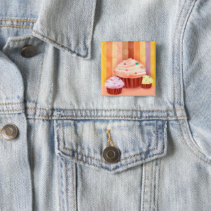 Cupcake Fantasy Colourful Sweet Treats  15 Cm Square Badge