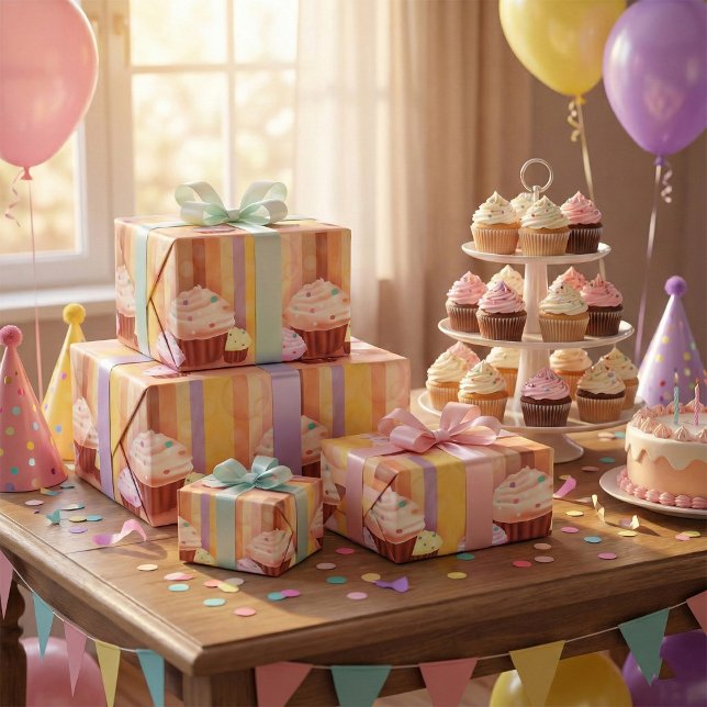Cupcake Fantasy Colourful Sweet Treats  Wrapping Paper (Creator Uploaded)