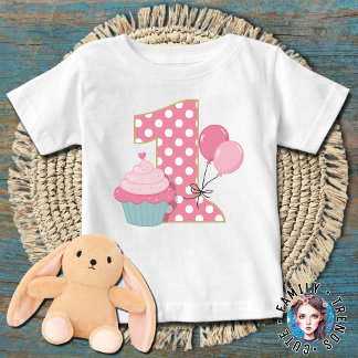 Cupcake First Birthday Baby T-Shirt