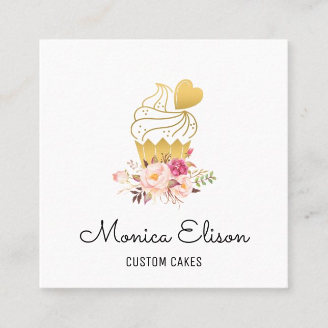 cupcake floral personalised business card (Front)