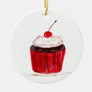 Cupcake food art ceramic tree decoration