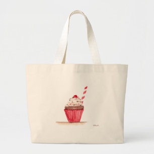 Cupcake food art large tote bag