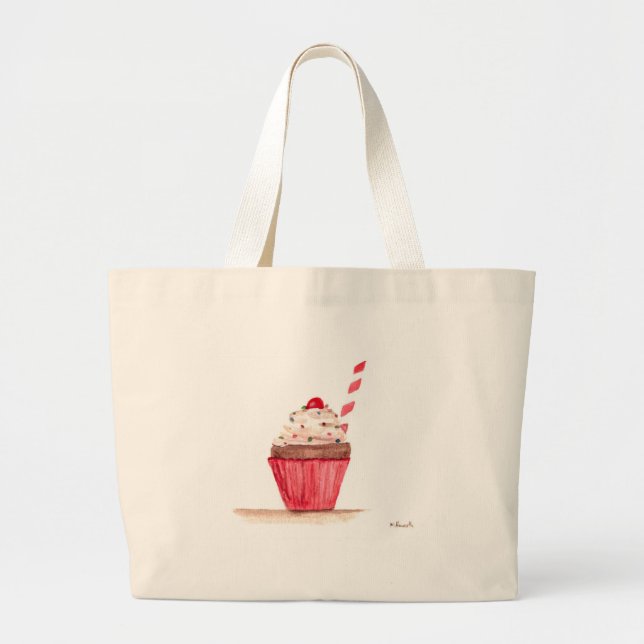 Cupcake food art large tote bag (Front)