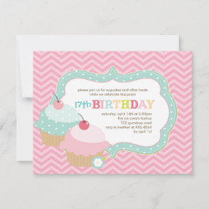 Cupcake Fun Colourful Birthday Party Invitation