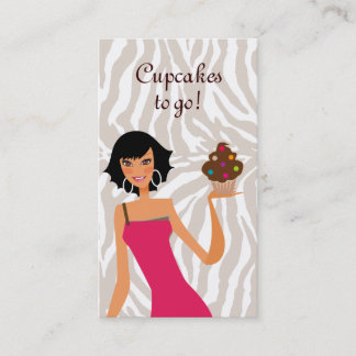Cupcake Gal Bakery Business Card Zebra Black