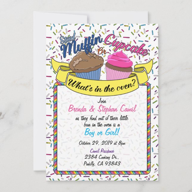 Cupcake Gender Reveal Invitation (Front)