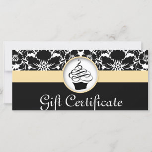 Cupcake Gift Certificate Floral Damask Yellow