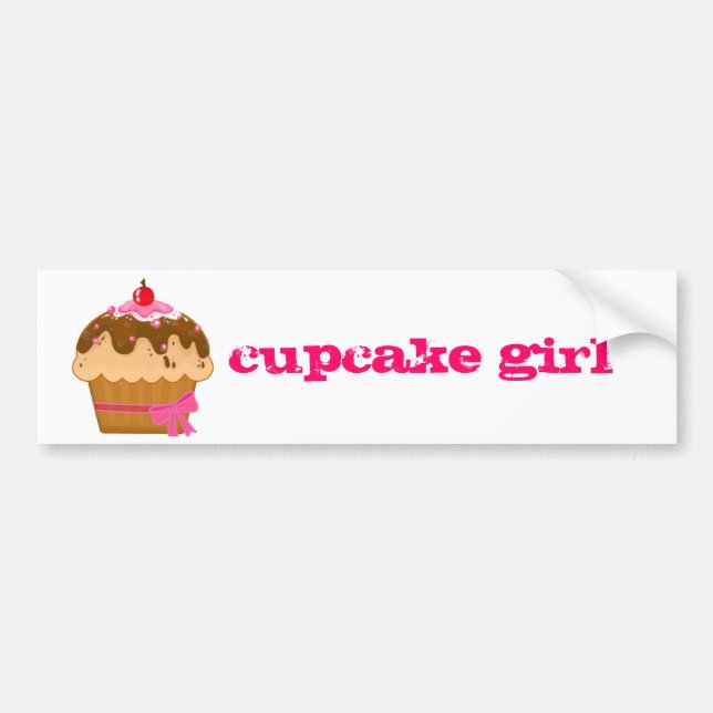 cupcake girl bumper sticker...in hot pink sticker (Front)