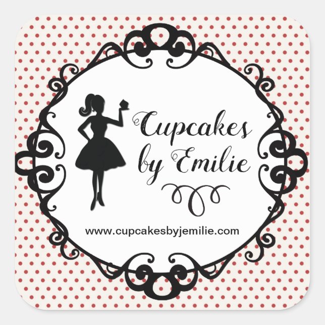 Cupcake Girl Silhouette Packaging Stickers (Front)