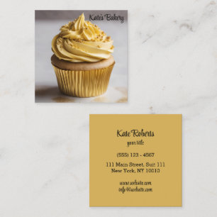 Cupcake Gold Simple Bakery Pastry Chef Catering Square Business Card