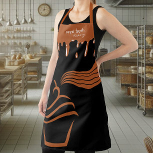 Cupcake Groovy Stripes Drips Black Brown Apron