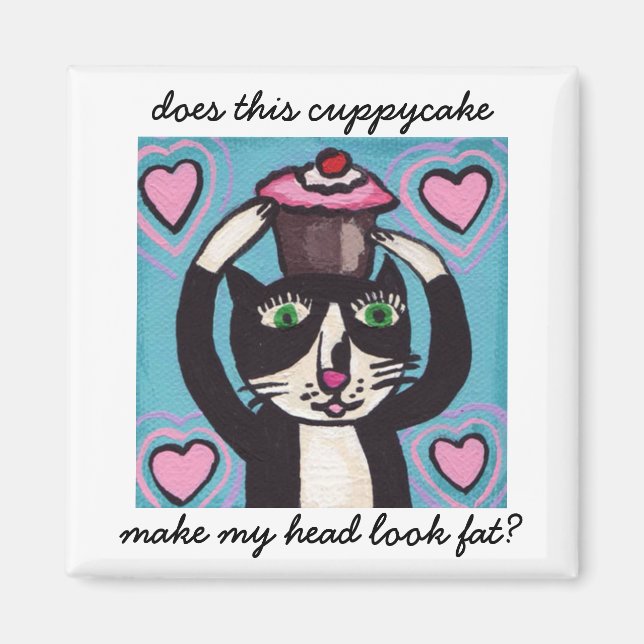 Cupcake Head Kitty Magnet (Front)
