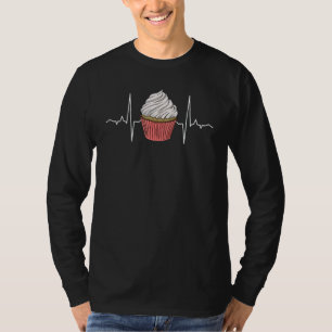 Cupcake Heartbeat Women Baking Muffins Love T-Shirt
